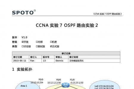 CCNA 实验7 OSPF路由实验2