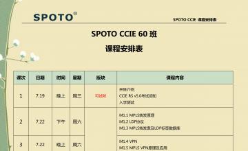 SPOTO CCIE 68班课程安排表
