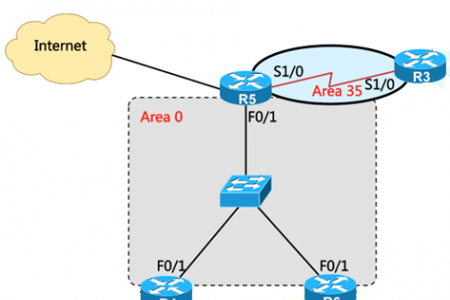 如何实现R5作为整个OSPF区域访问Internet的出口路由器