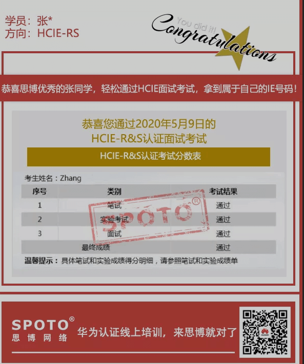 樱桃-张同学HCIE证书捷报 樱桃-张同学HCIE证书捷报
