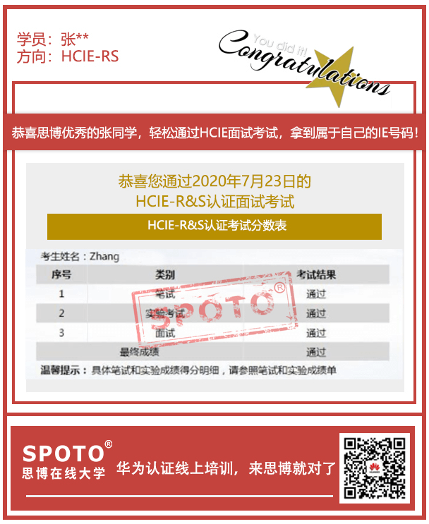 杭州张为杰HCIE证书