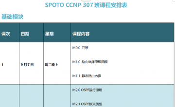 SPOTO EI CCNP 307班课程安排表【9月07日】