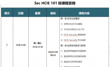 SPOTO Sec HCIE 101班课表安排表【10月28日】