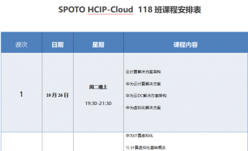 SPOTO HCIP Cloud 118班课表安排表【11月02日】