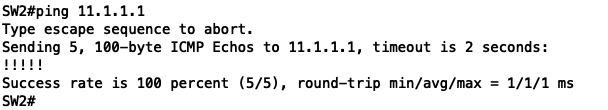 Sw2# ping 11.1.1.2