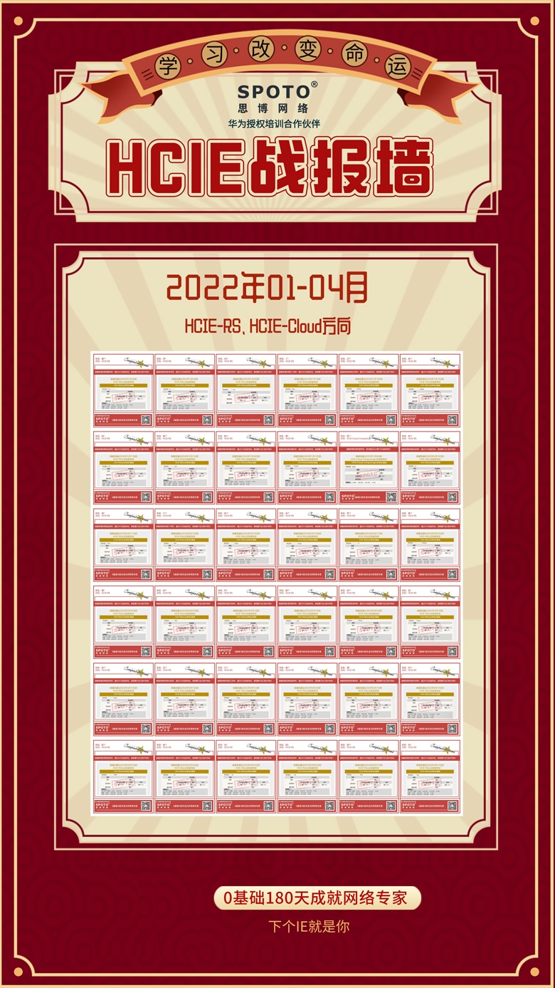 【华为战报】思博2022年1-4月华为战报墙出炉