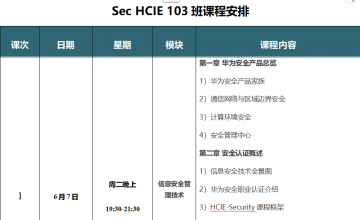 SPOTO Sec HCIE 103班课表安排表【6月28日】
