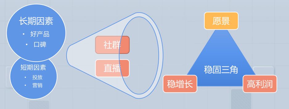 社群和直播促进 BT 教育形成了稳增长、高利润及企业愿景驱动的稳固三角