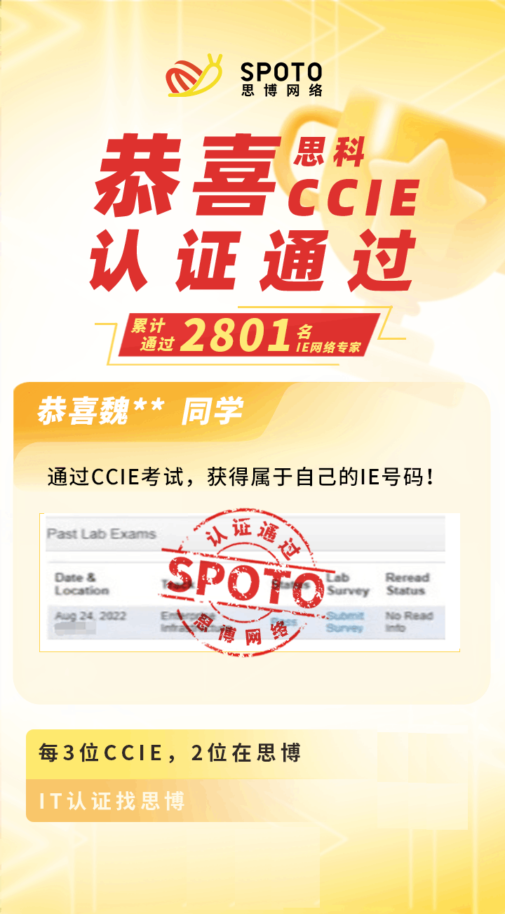 思博魏同学CCIE成绩单