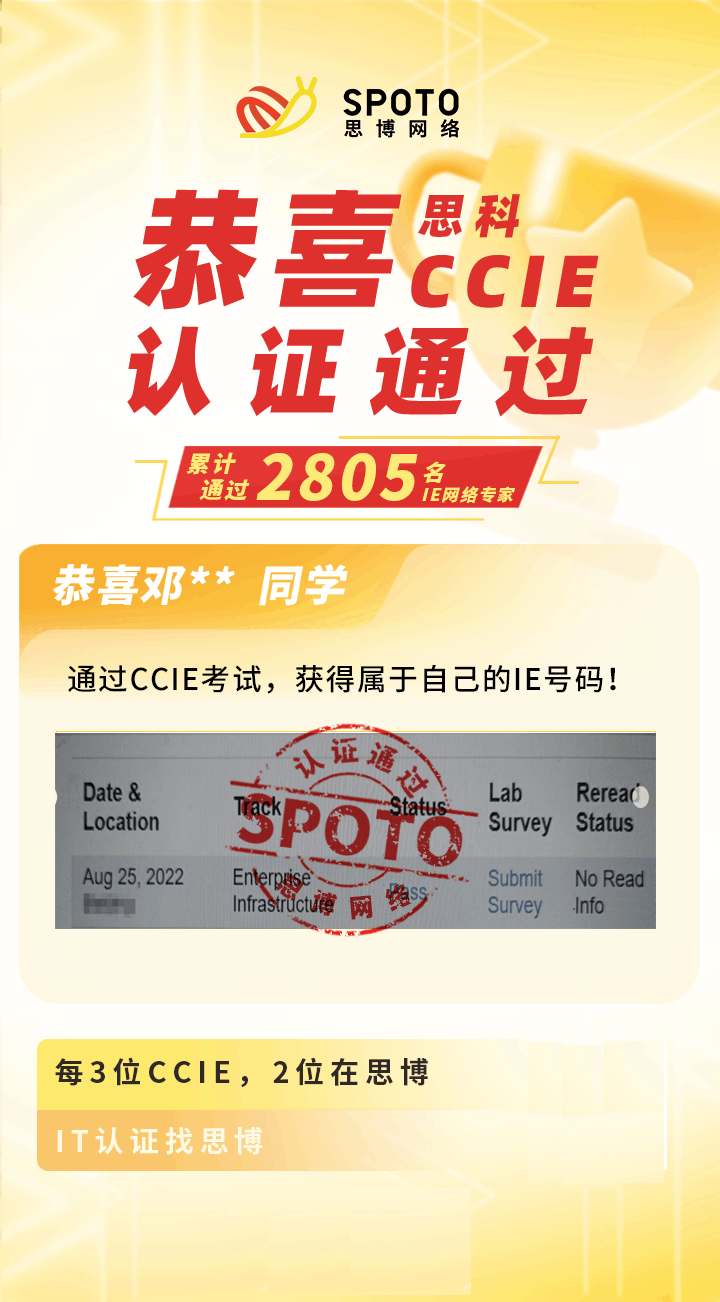 思博思科邓同学CCIE成绩单
