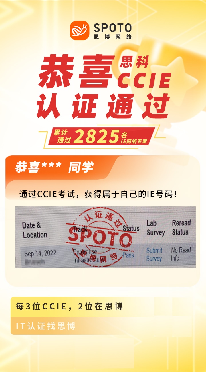 【战报】第2825名思博思科CCIE-EI毕业啦