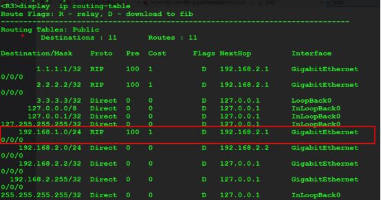 R1就能ping通R3的3.3.3.3,查看R3的路由表