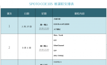 SPOTO EI CCIE 105班课程安排表【02月27日】